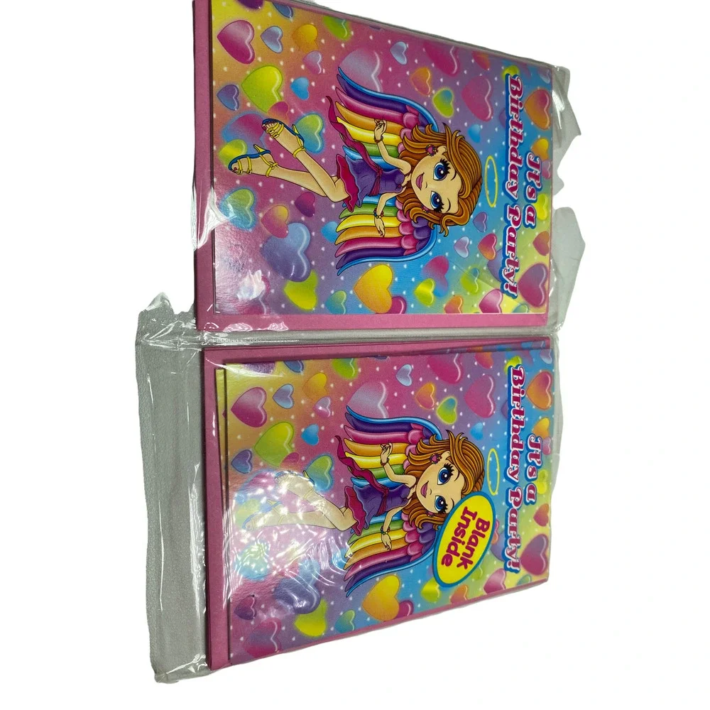 Lisa Frank Vintage Birthday Invitations Set Of 6 Blank Inside
